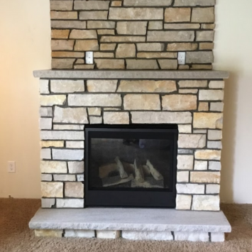 New stone fireplace